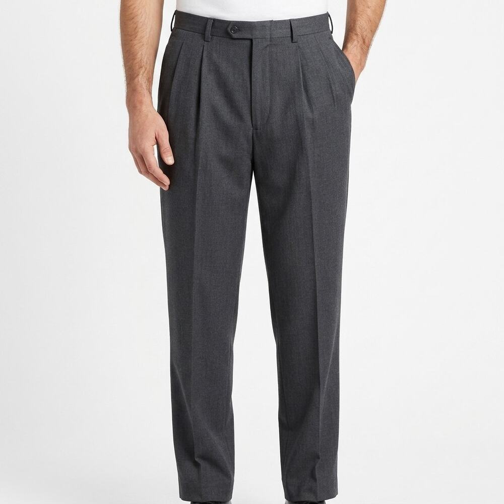 Polo Ralph Lauren CRW-6 Gray Pleated Pants Men See Measurements
